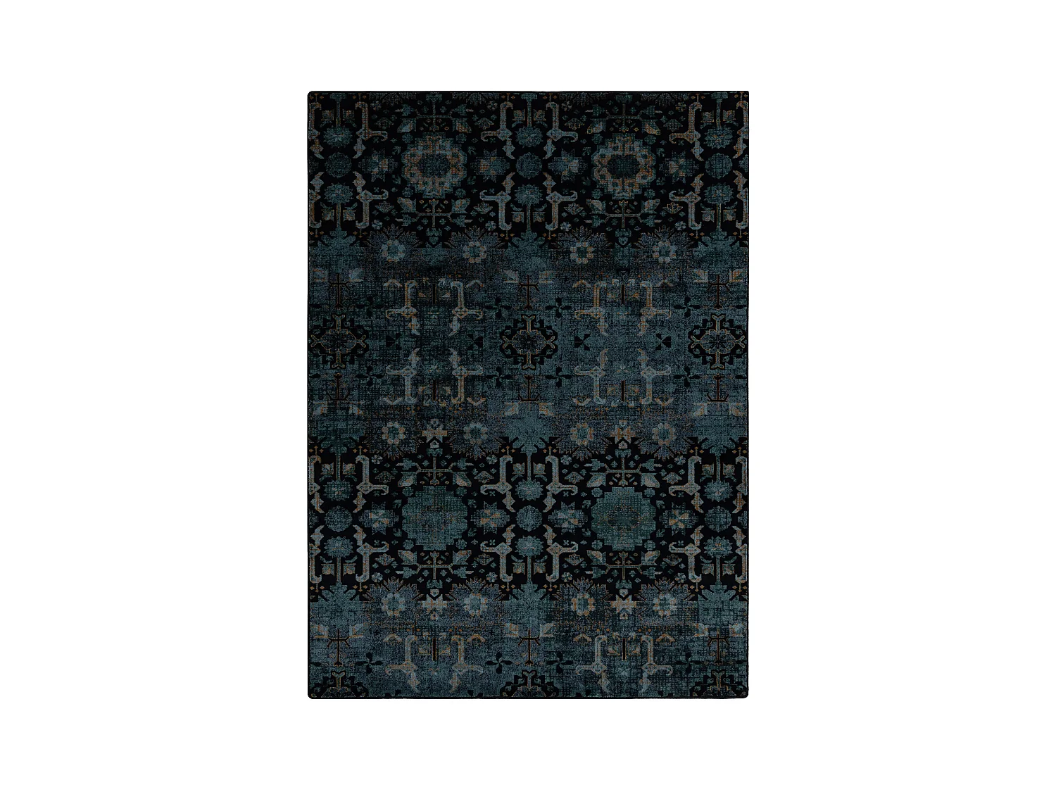 Tapis en laine OMEGA KARAJA fleurs bleu foncé 170x235 cm