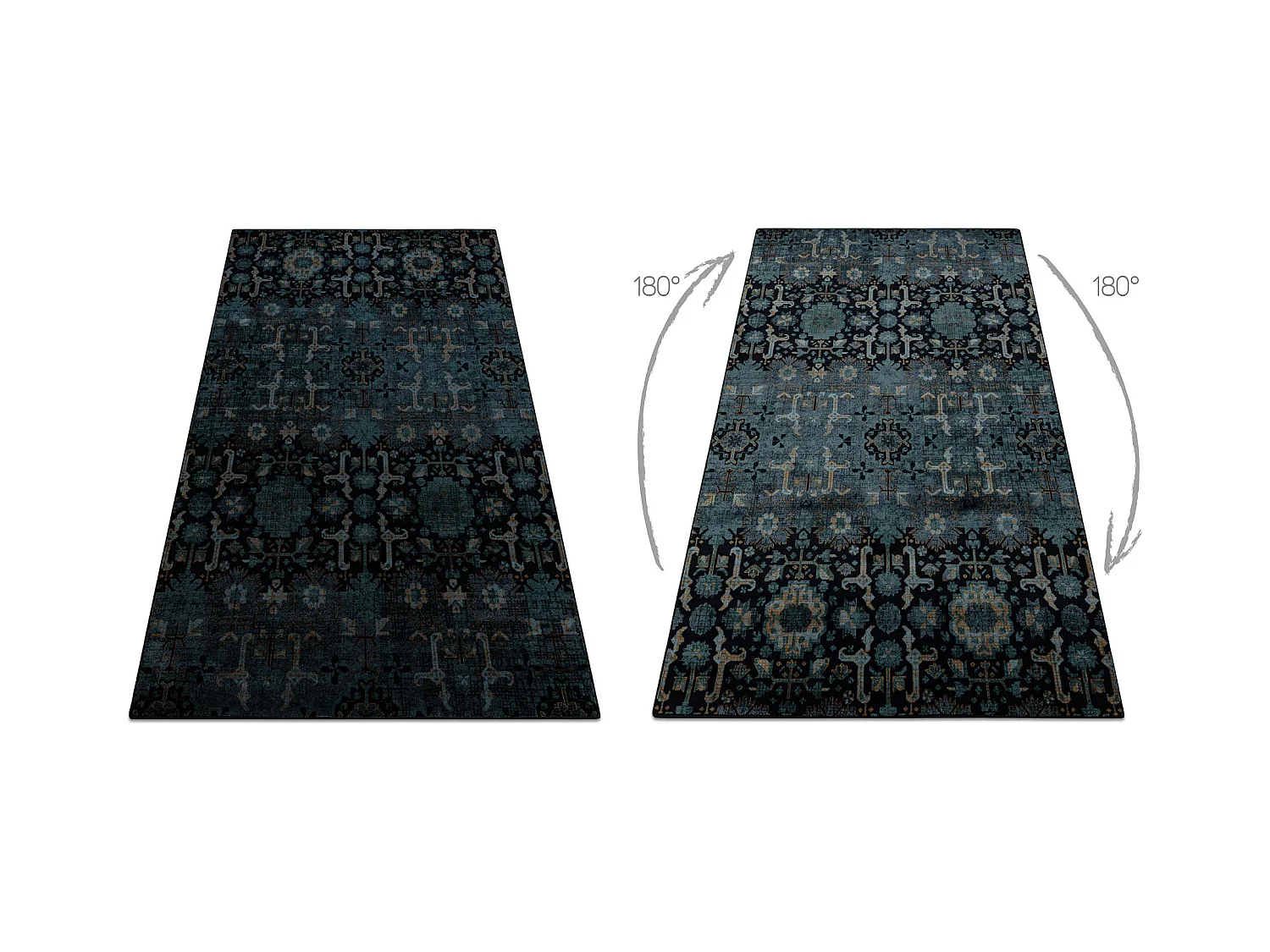 Tapis en laine OMEGA KARAJA fleurs bleu foncé 170x235 cm