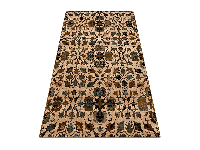 Tapis en laine OMEGA AMALFI fleurs kamel marron  200x300 cm