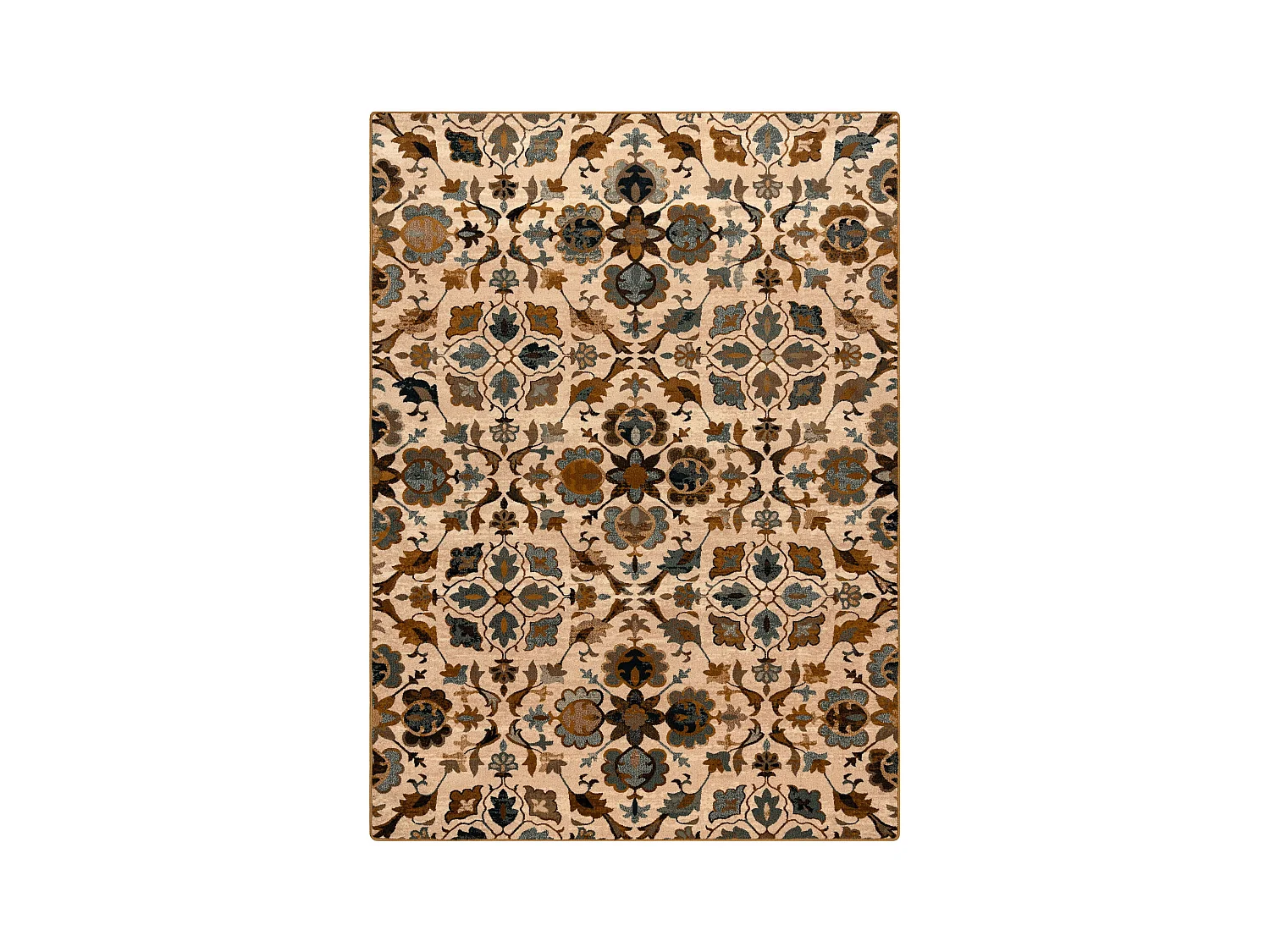 Tapis en laine OMEGA AMALFI fleurs kamel marron  170x235 cm
