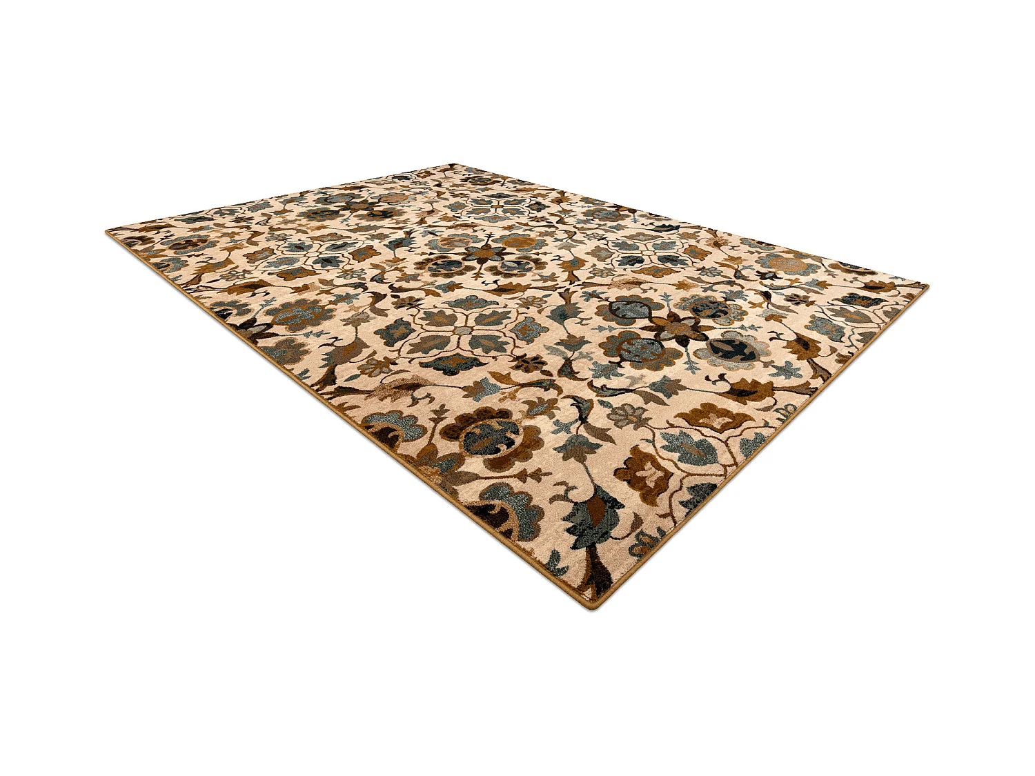 Tapis en laine OMEGA AMALFI fleurs kamel marron  170x235 cm