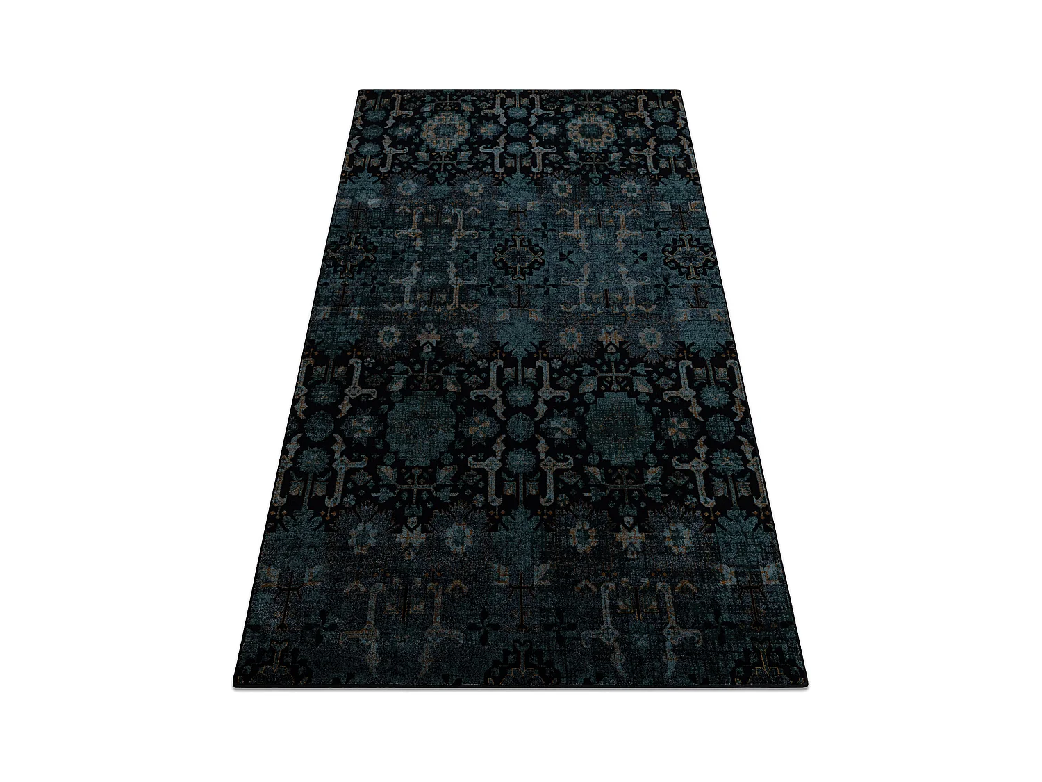 Tapis en laine OMEGA KARAJA fleurs bleu foncé 200x300 cm