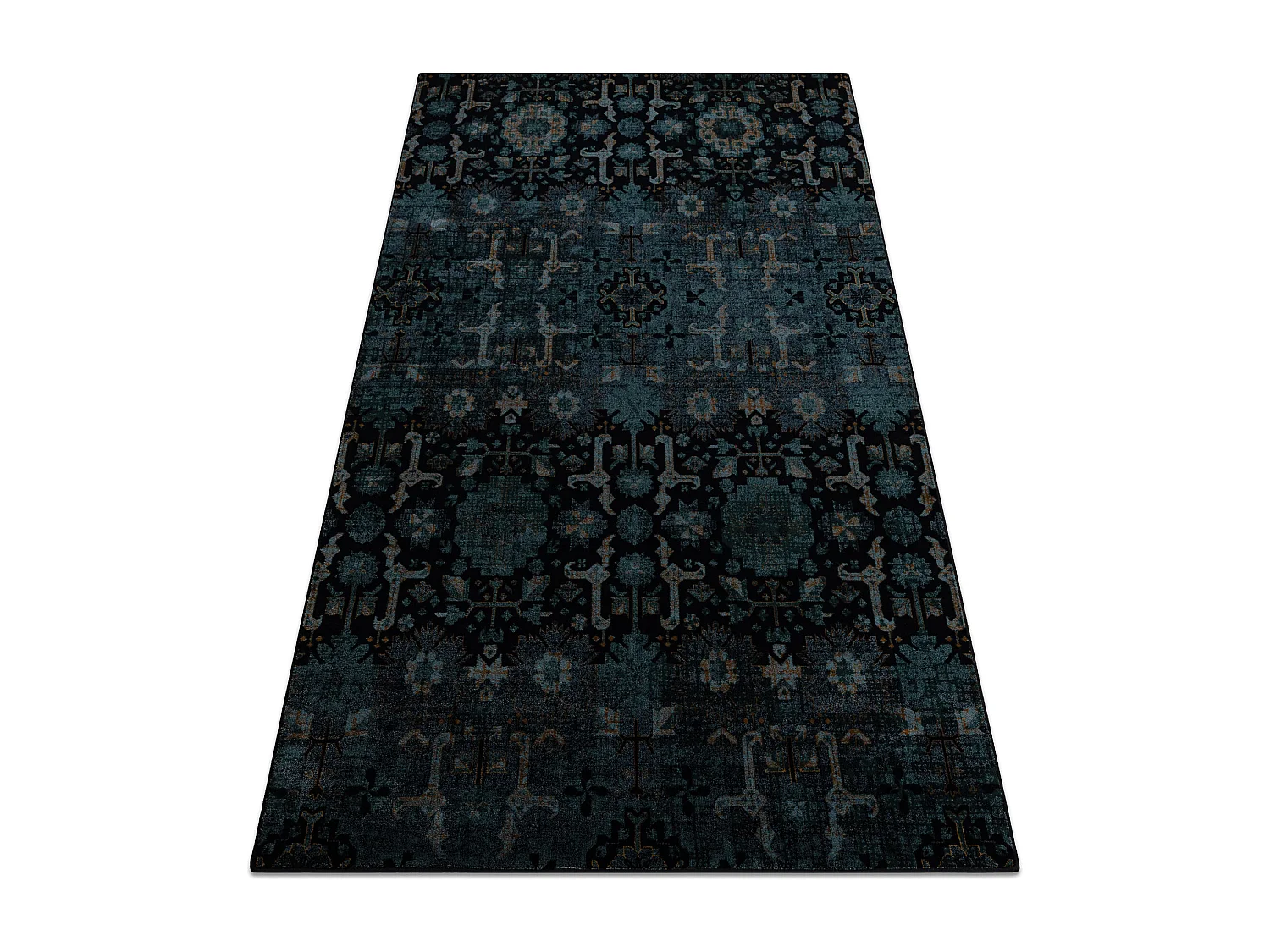 Tapis en laine OMEGA KARAJA fleurs bleu foncé 200x300 cm