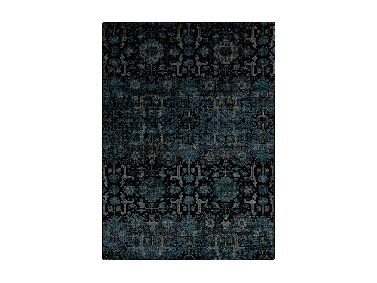 Tapis en laine OMEGA KARAJA fleurs bleu foncé 200x300 cm