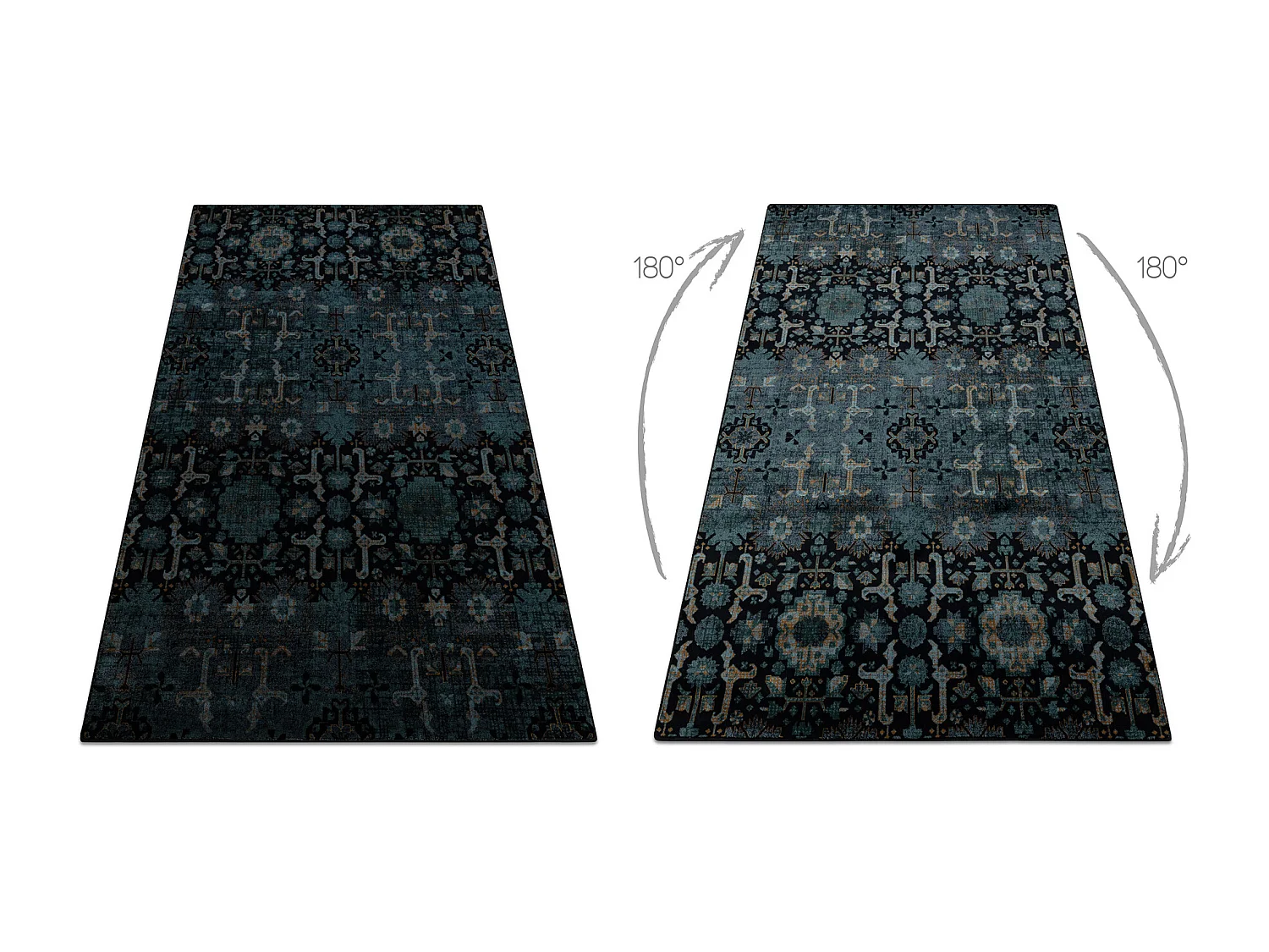 Tapis en laine OMEGA KARAJA fleurs bleu foncé 200x300 cm