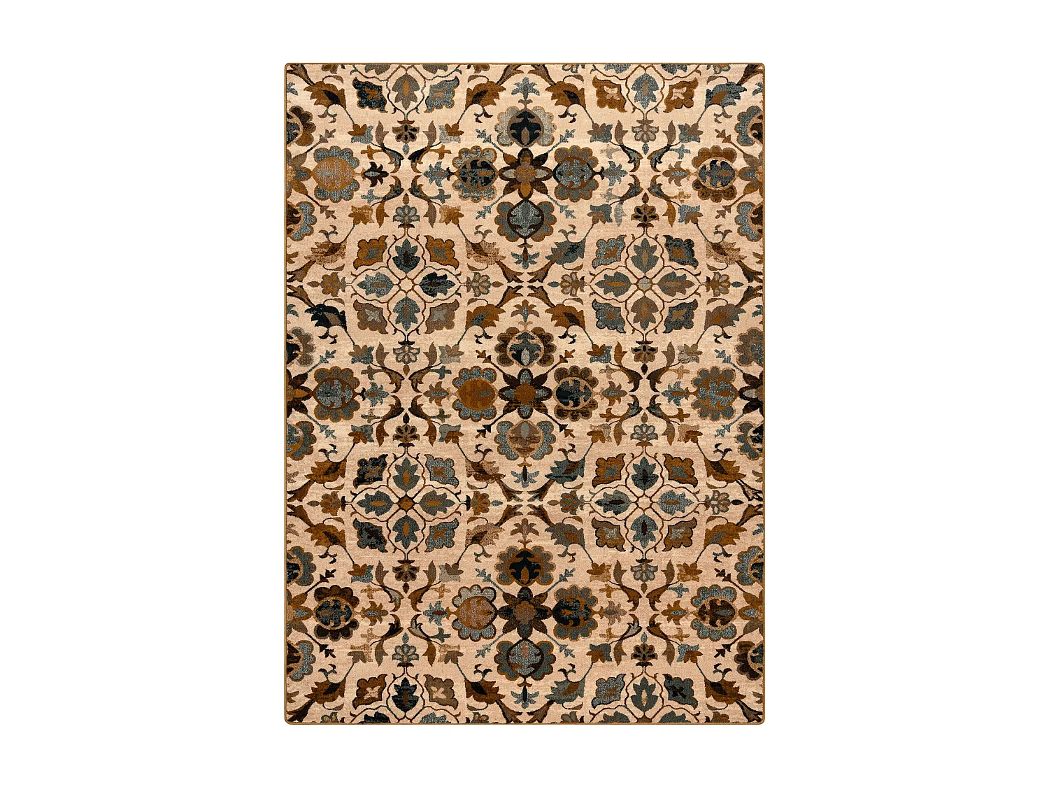 Tapis en laine OMEGA AMALFI fleurs kamel marron  235x350 cm