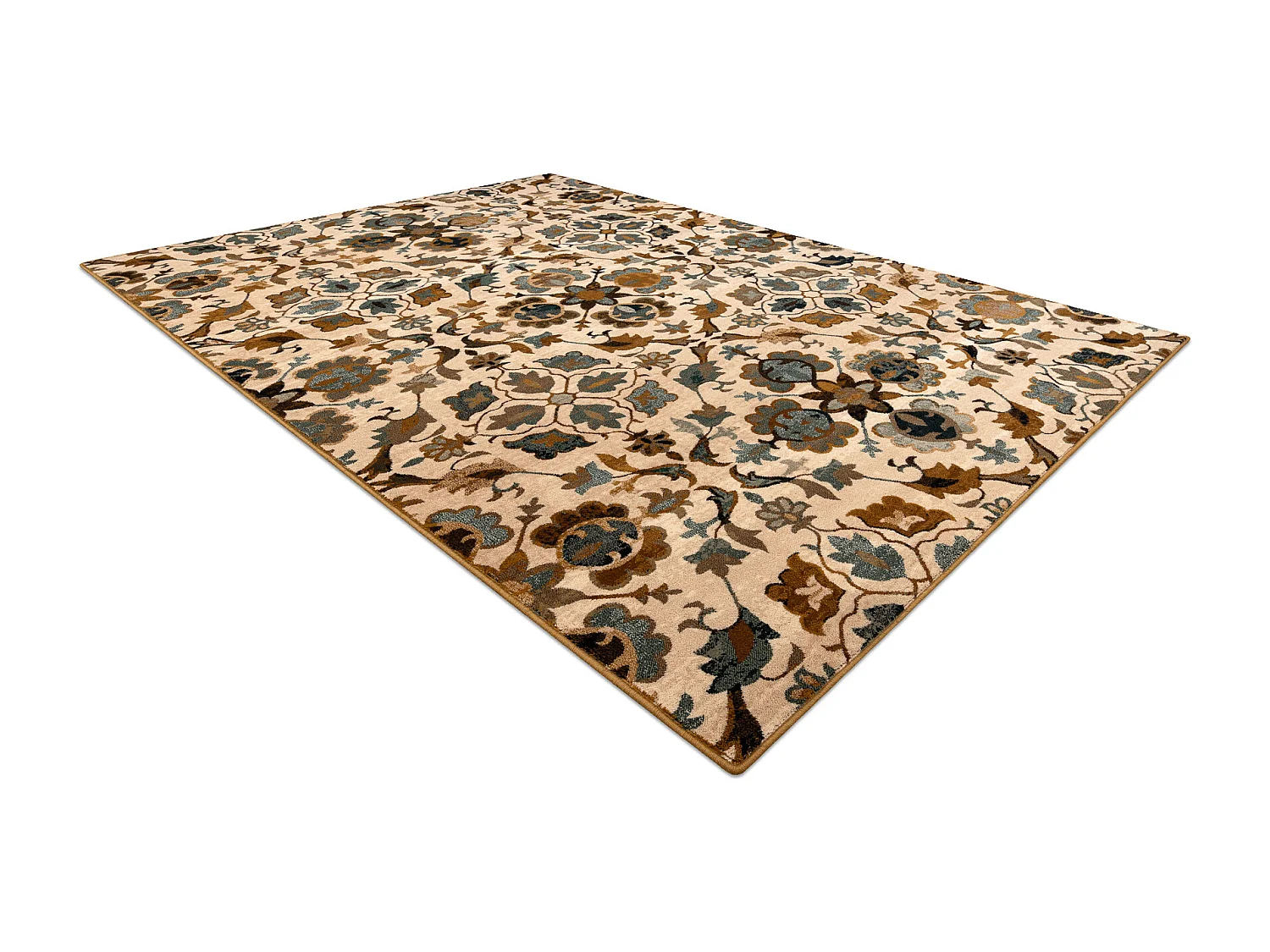 Tapis en laine OMEGA AMALFI fleurs kamel marron  235x350 cm