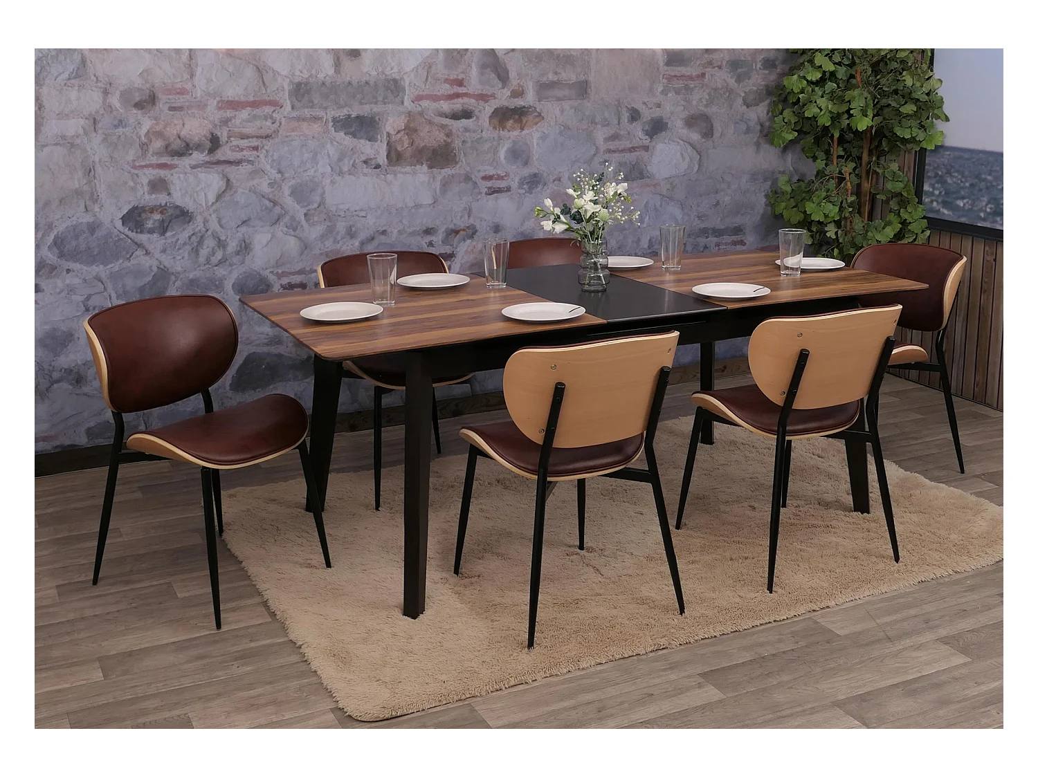 Chaise de salle à manger MCW-O45 (lot de 6),  naturel, marron vintage