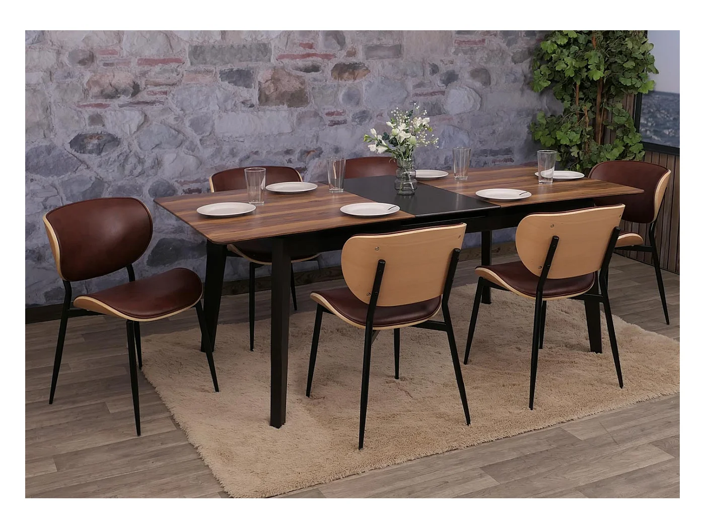 Chaise de salle à manger MCW-O45 (lot de 6),  naturel, marron vintage