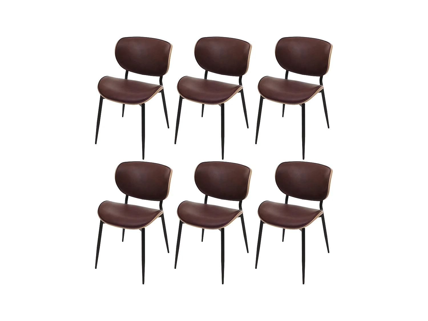 Chaise de salle à manger MCW-O45 (lot de 6),  naturel, marron vintage