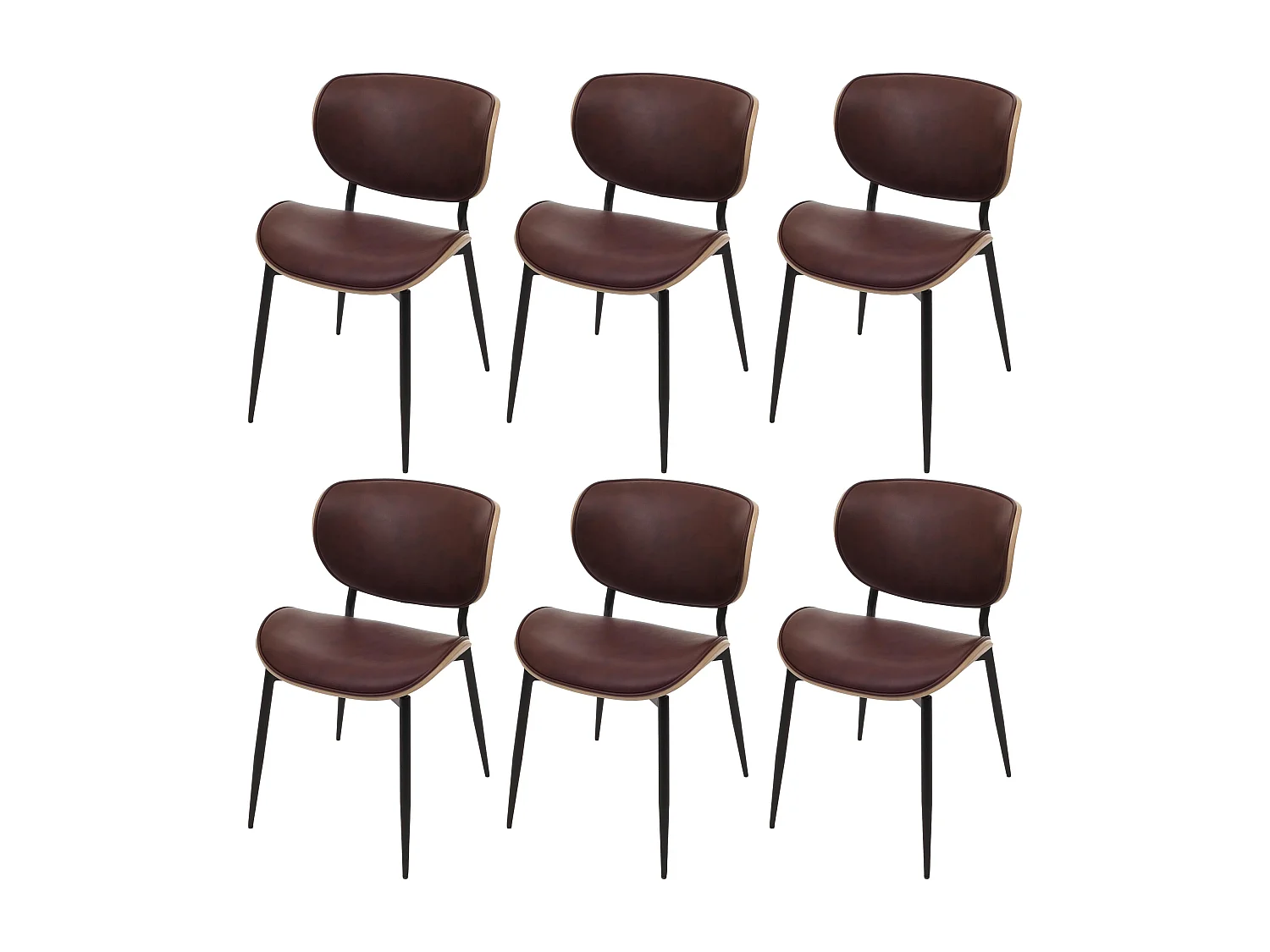 Chaise de salle à manger MCW-O45 (lot de 6),  naturel, marron vintage