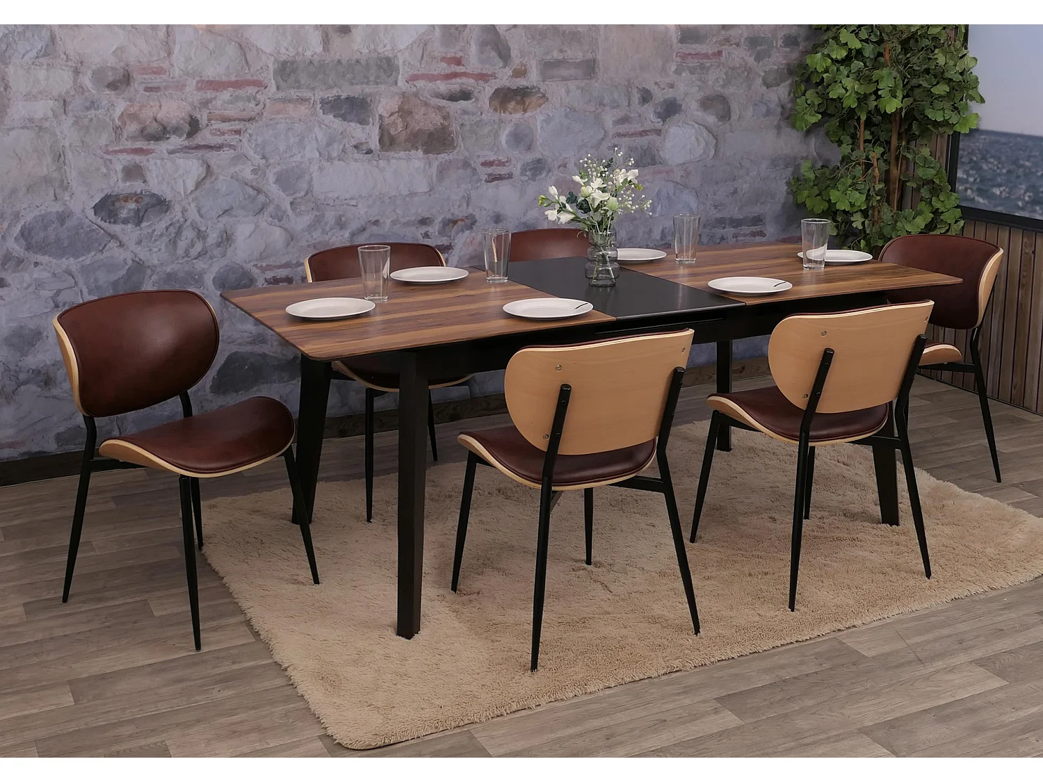 Chaise de salle à manger MCW-O45 (lot de 6),  naturel, marron vintage