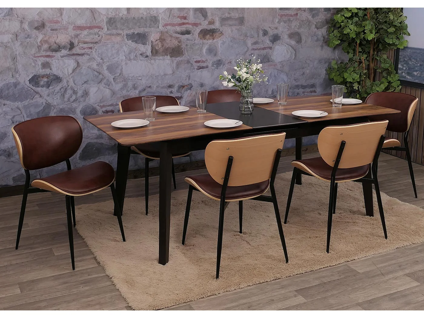 Chaise de salle à manger MCW-O45 (lot de 6),  naturel, marron vintage