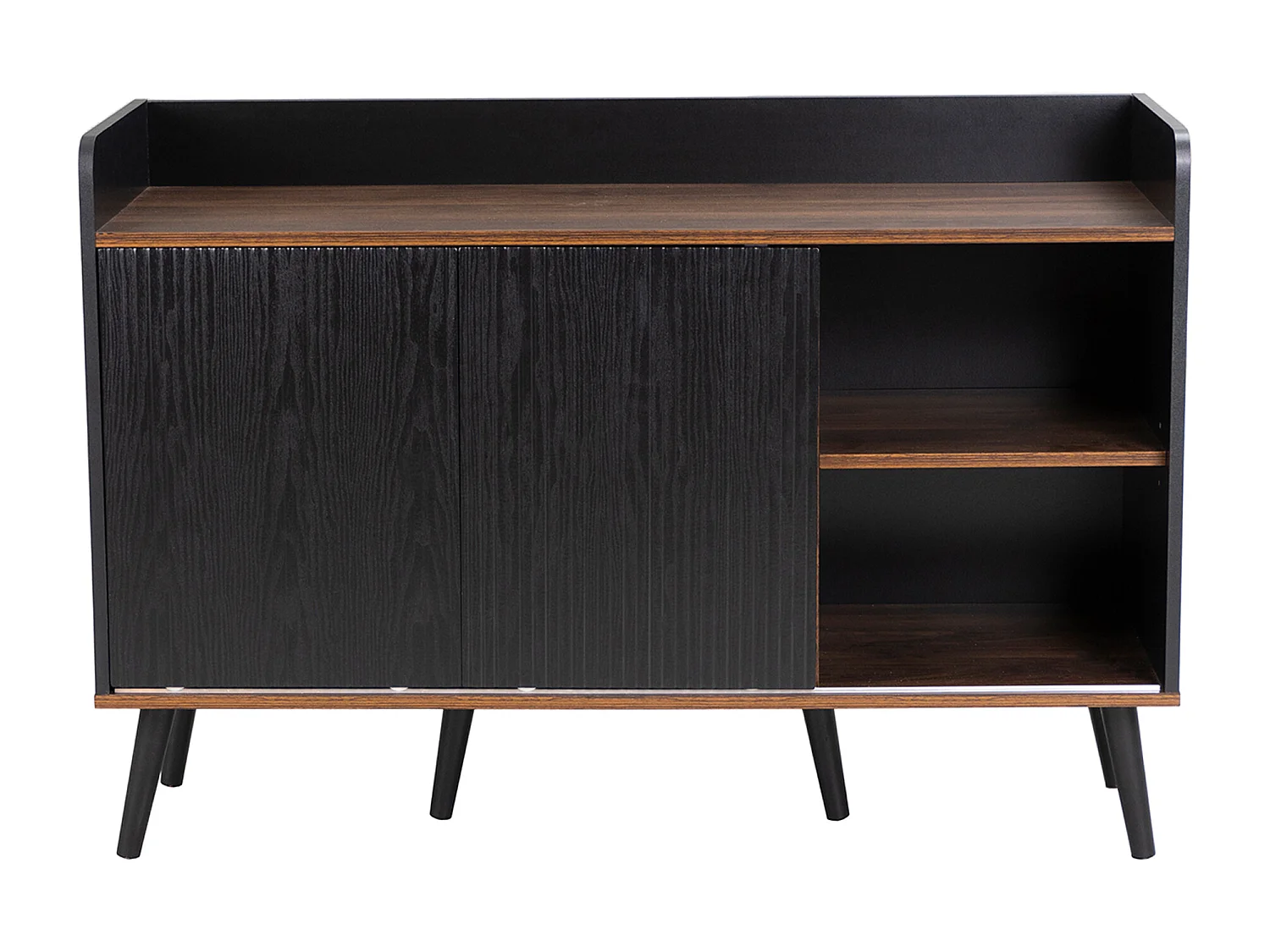 Buffet / casier, noyer et noir, H80 / L117, 5 / T40 cm