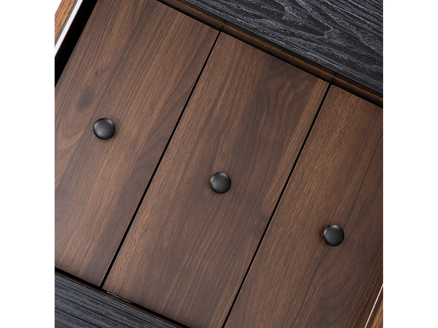 Buffet / casier, noyer et noir, H80 / L117, 5 / T40 cm
