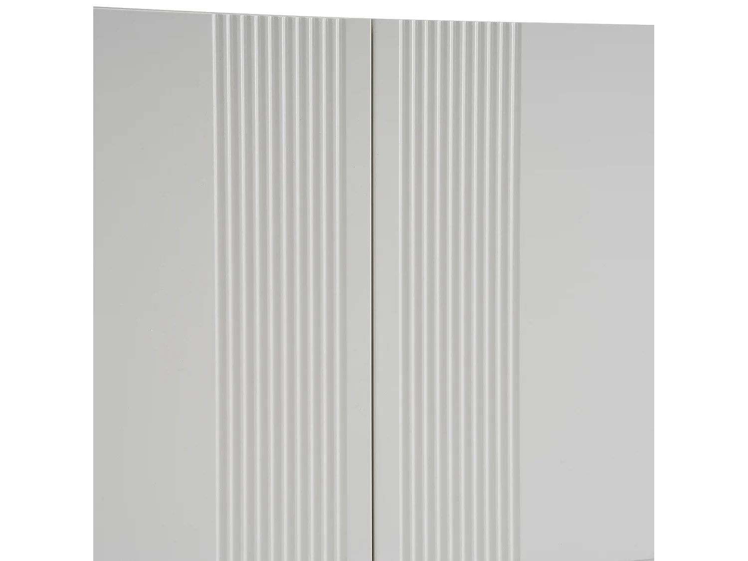 Buffet 4 Portes - Porte Centrale à Charnière - 145x41.5x80 cm - Blanc Finition Brillante - Buffet de Salon
