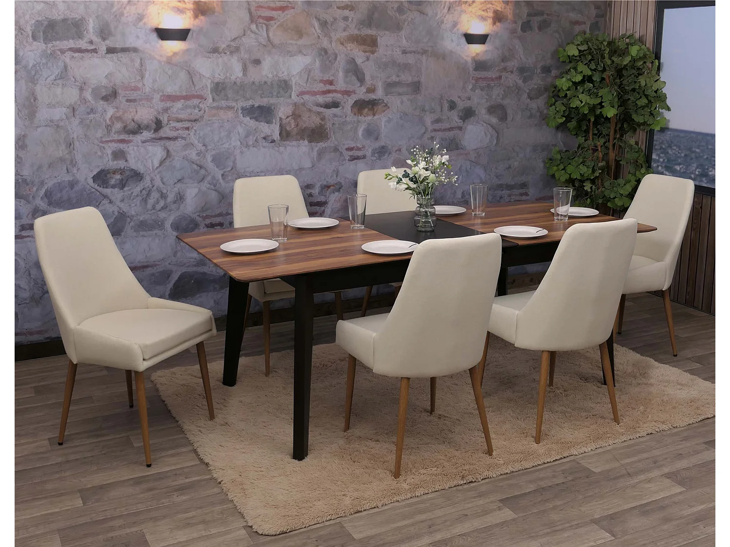 Esszimmerstuhl MCW-O27 (6er-Set), Beige