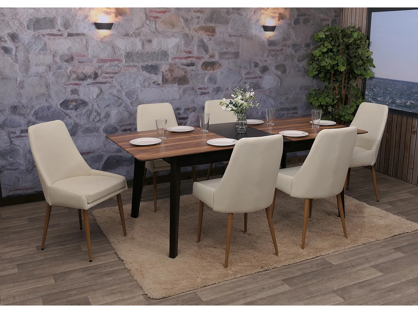 Esszimmerstuhl MCW-O27 (6er-Set), Beige