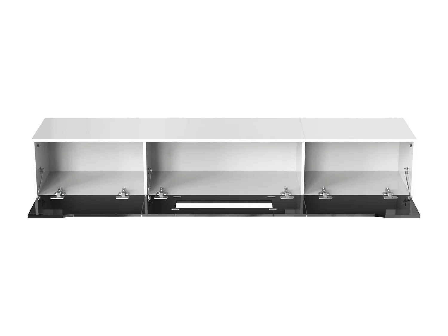 Meuble TV Moderne Blanc Noir Brillant avec LED 180 x 35 x 30 cm