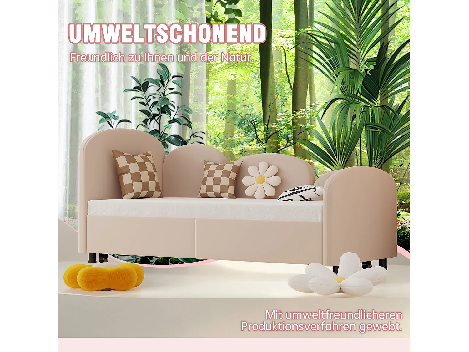 Lit gigogne 90x200 cm, Canapé-lit extensible, Lit 2 places convertible avec sommier à lattes, Velours, Lit simple