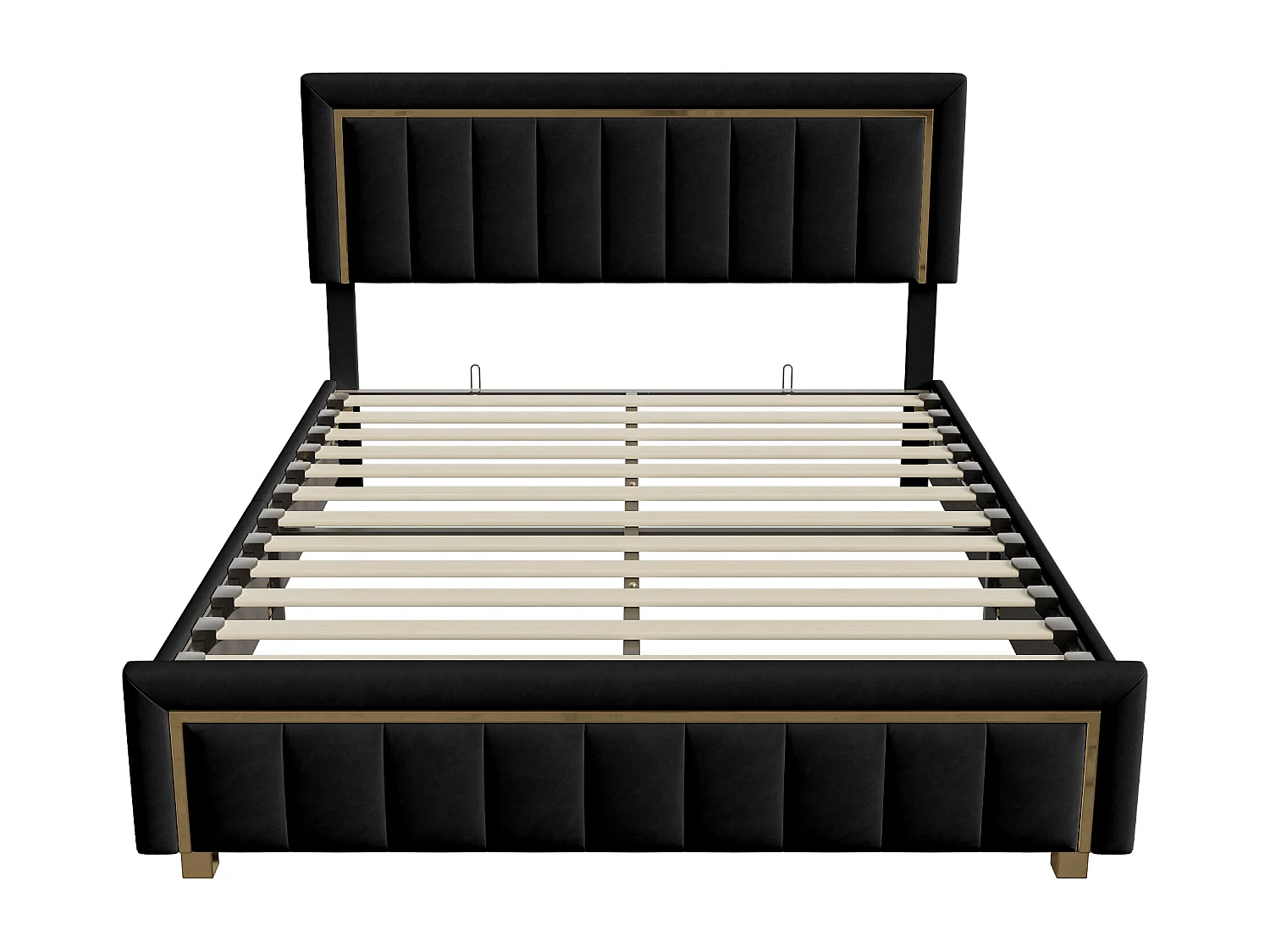 Lit coffre à pistons hydrauliques 140 x 200 cm - Noir - Velours