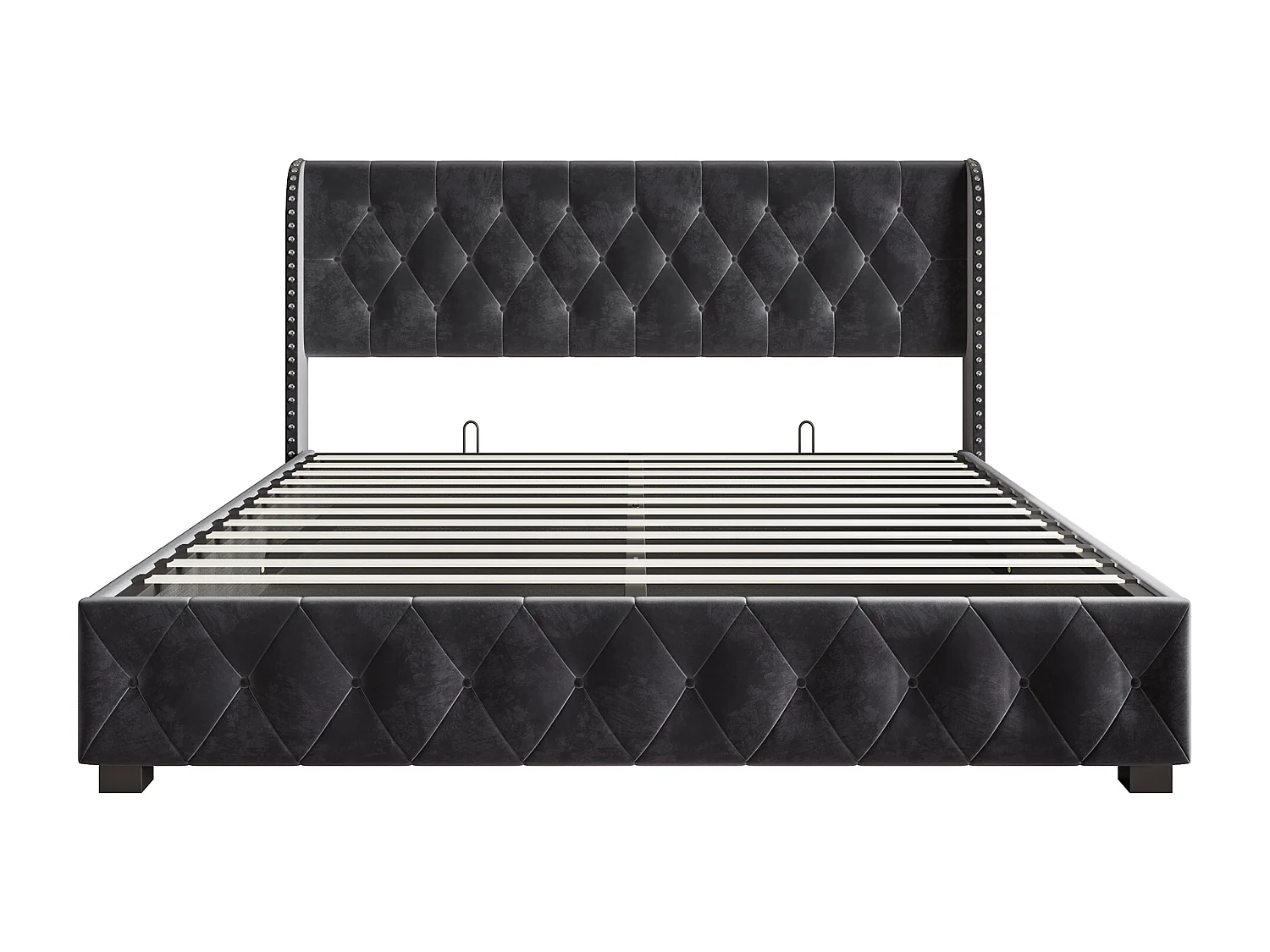 lit coffre 160x200 cm,lit160x200 avec sommier,lit adulte,lit double capitonné avec levier hydraulique,velours