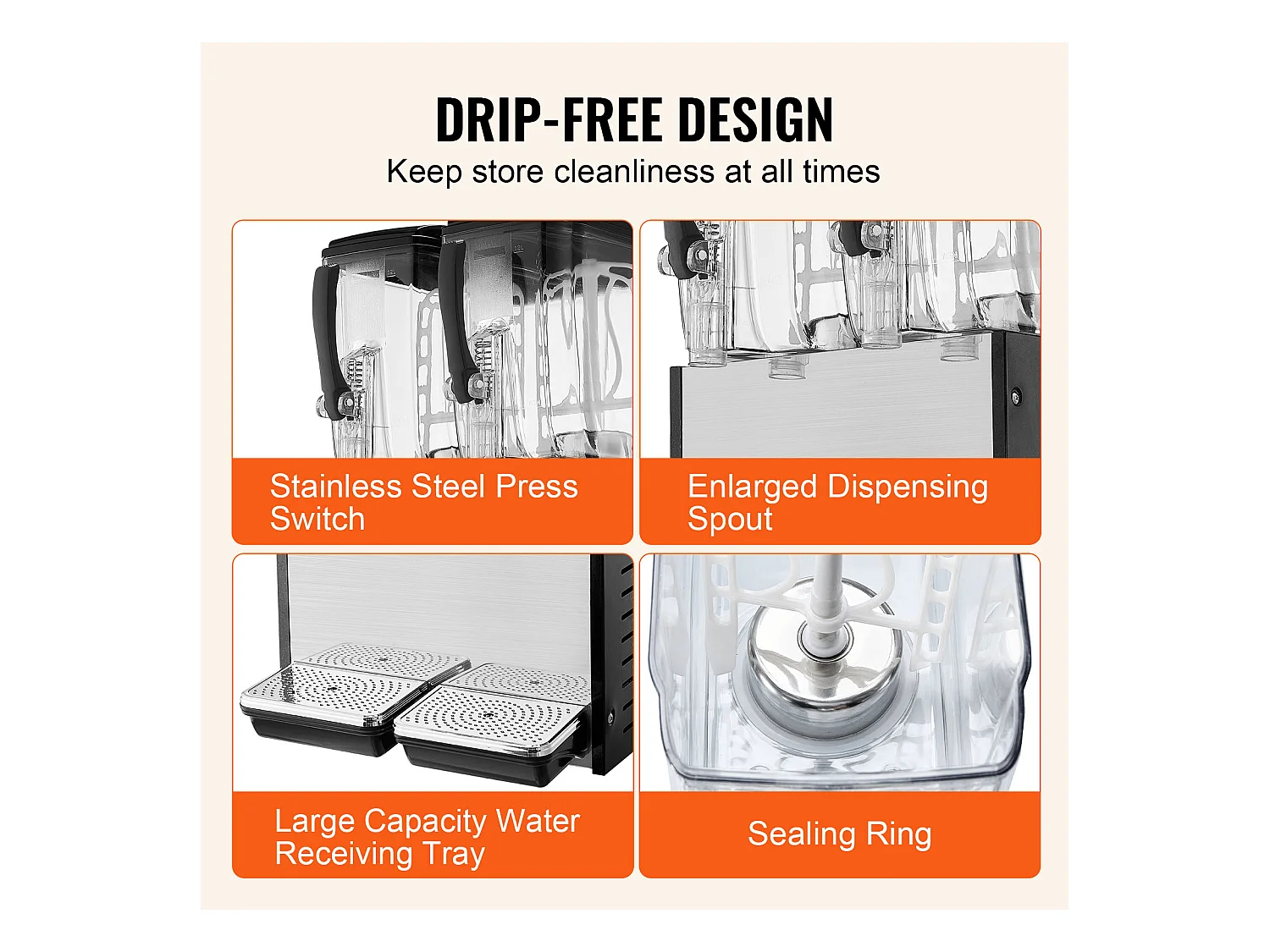 Distributore di Bevande Commerciale SucceBuy 12 L x 2 Serbatoi, Distributore di Bevande Ghiacciate e Succhi Freddi