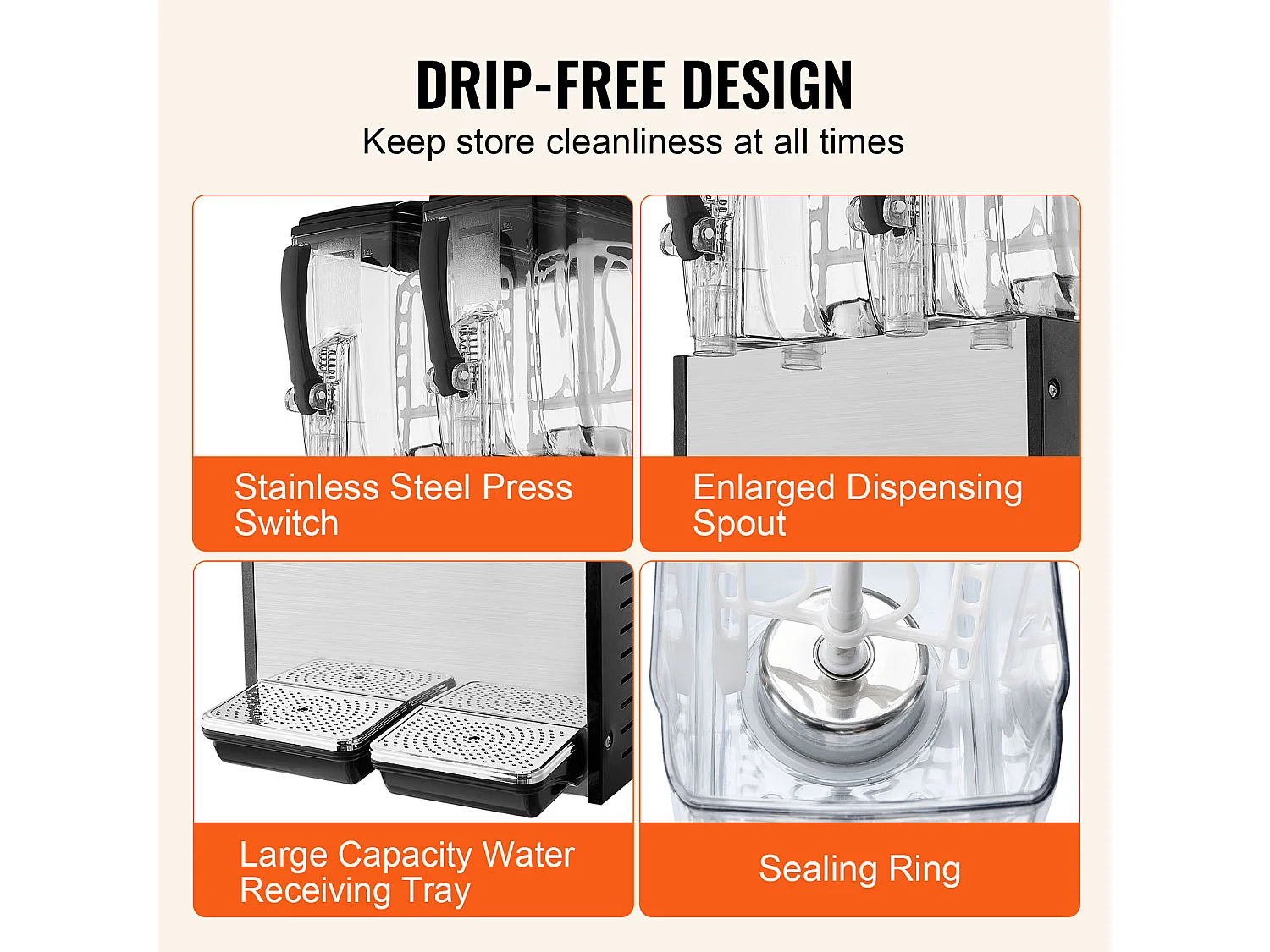 Distribuidor de Bebidas Comerciales SucceBuy 12 L x 2 Depósitos, Distribuidor de Bebidas Heladas y Jugos Fríos