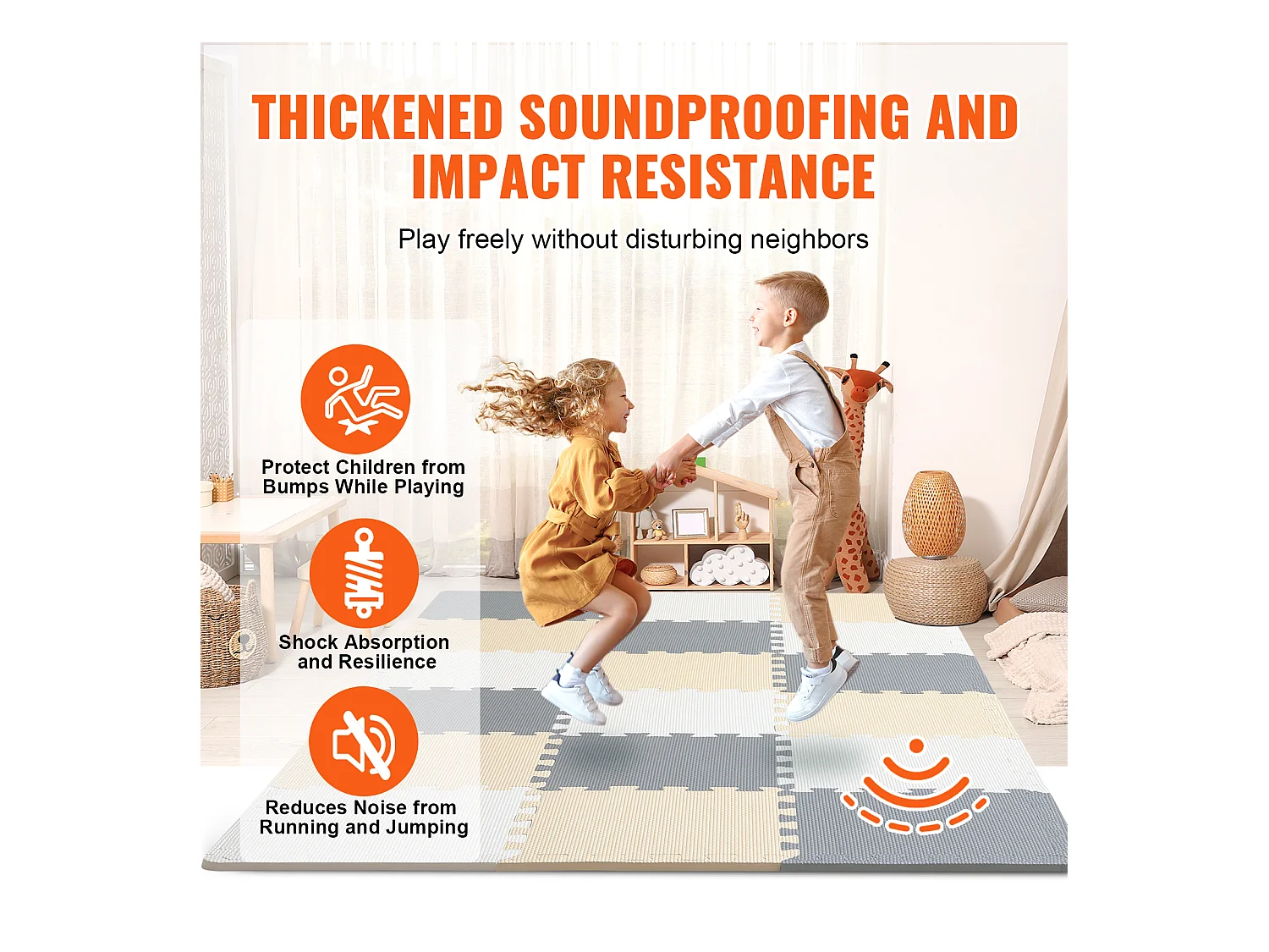 Tapis de Sol à Emboîtement, SucceBuy Tapis de Jeu Puzzle en Mousse pour Enfants, 1 cm, 16 Pièces de Tuiles Souples EVA Emboîtables