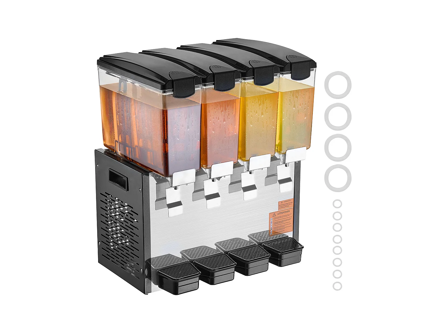 Distributeur de Boissons Commerciales SucceBuy 10 L x 4 Réservoirs Distributeur de Boissons Glacées et de Jus Froids