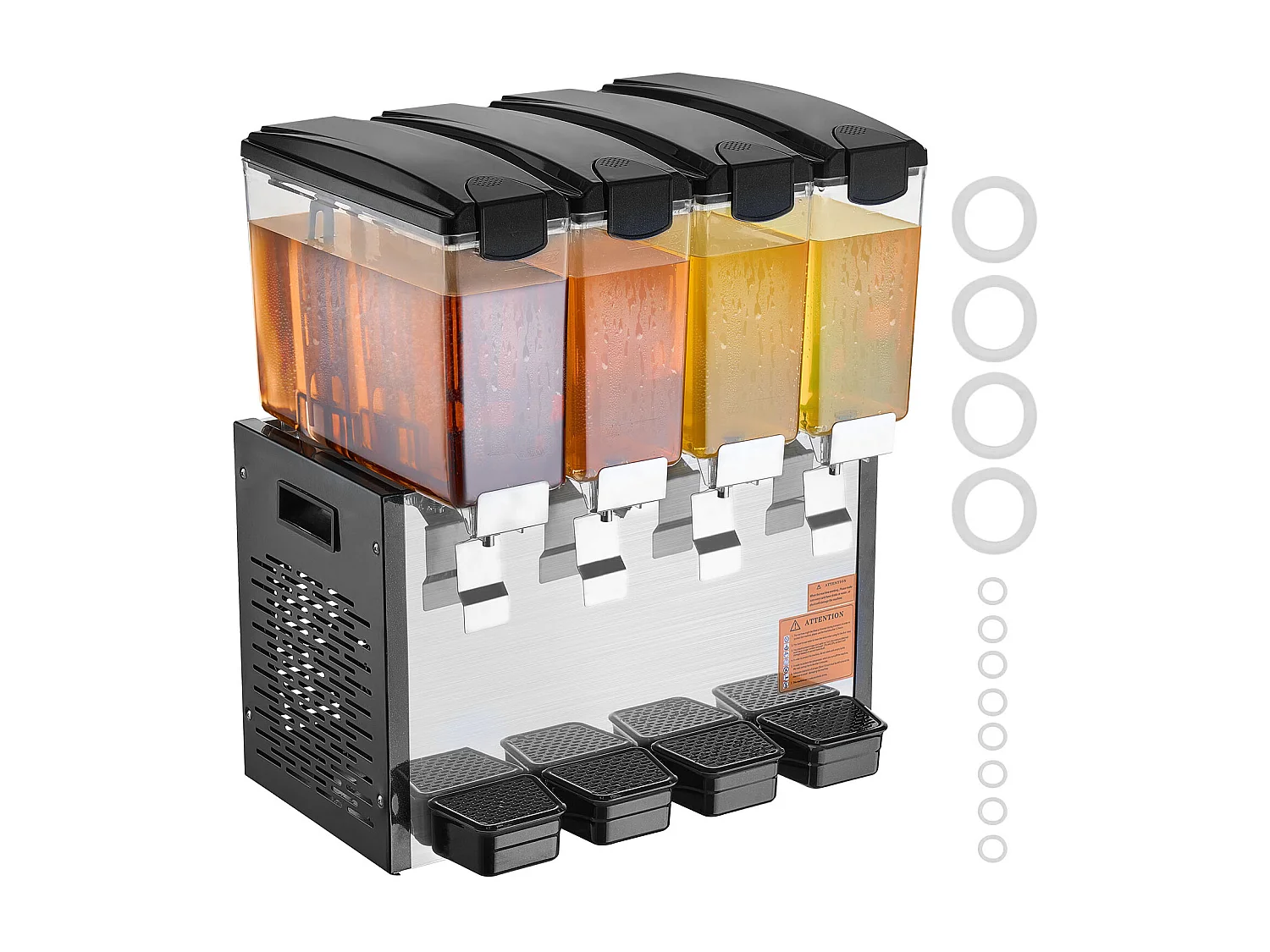 Distributeur de Boissons Commerciales SucceBuy 10 L x 4 Réservoirs Distributeur de Boissons Glacées et de Jus Froids