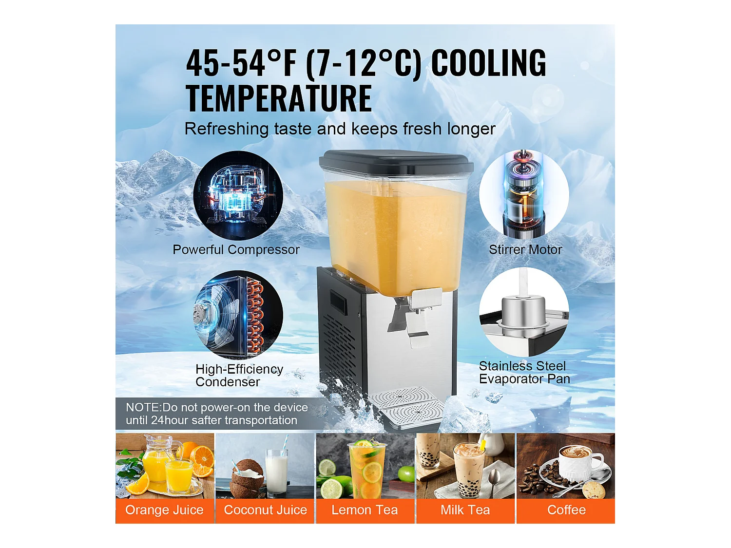 Distributeur de Boissons Commerciales SucceBuy 18L Distributeur de Boissons Glacées et de Jus Froids pour Fête