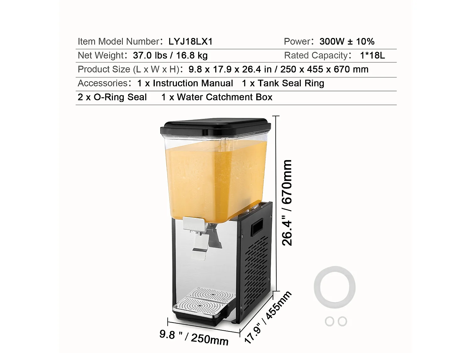 Distributeur de Boissons Commerciales SucceBuy 18L Distributeur de Boissons Glacées et de Jus Froids pour Fête