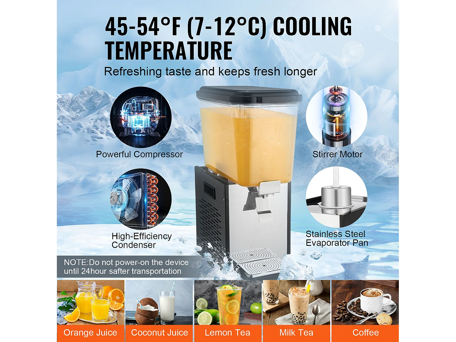 Distributeur de Boissons Commerciales SucceBuy 18L Distributeur de Boissons Glacées et de Jus Froids pour Fête