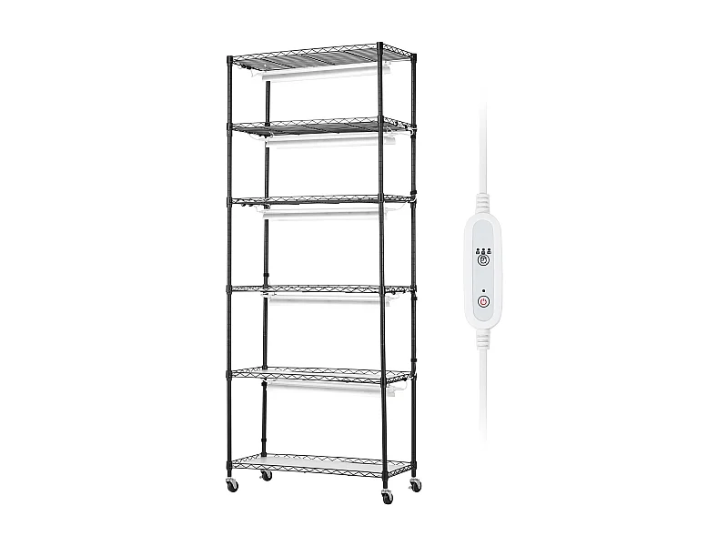 Estante para Plantas Suporte para Plantas SucceBuy Suporte para Plantas com Lâmpadas de Cultivo 6 Níveis 150 W 180,1 cm de Altura