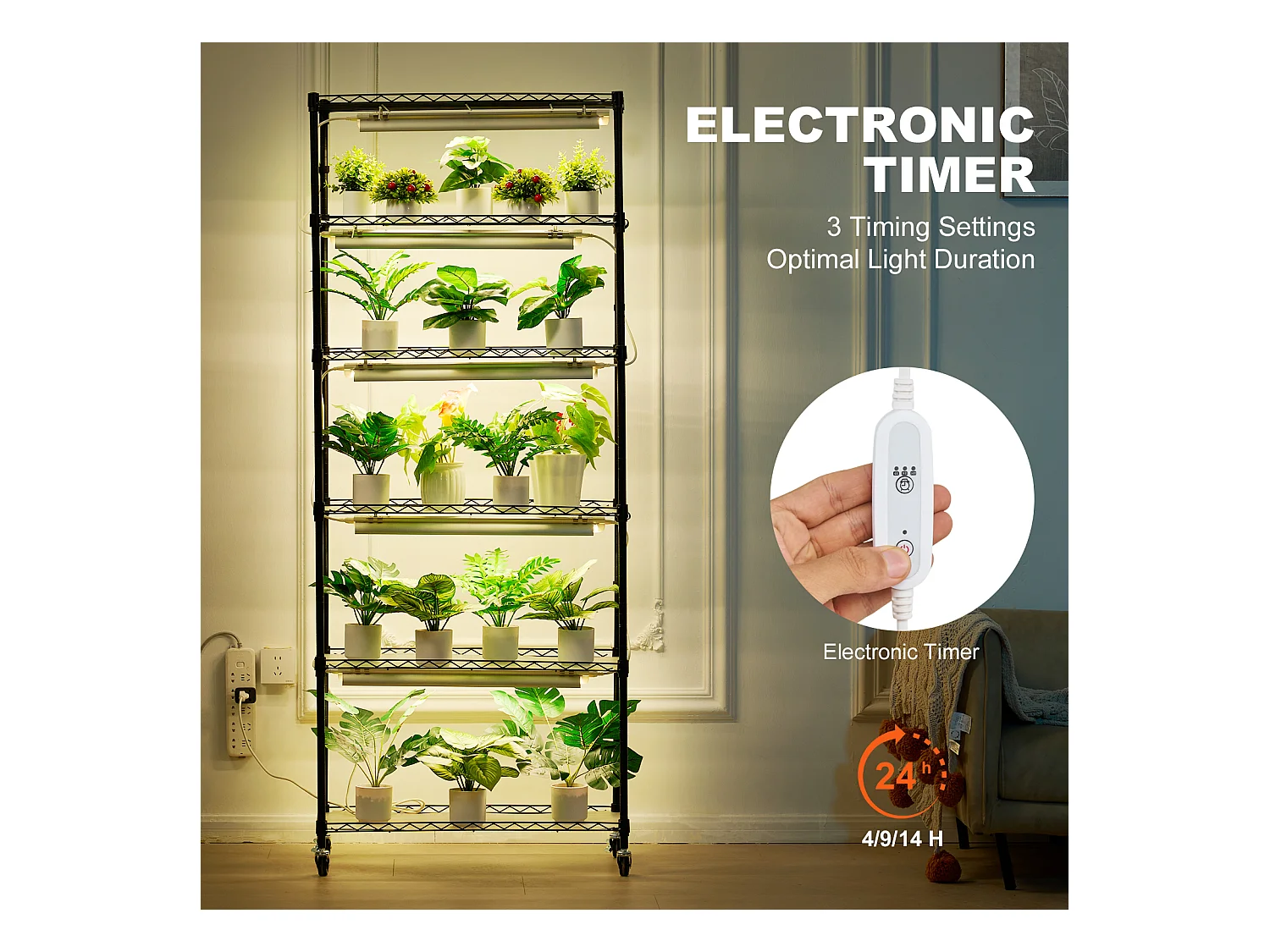 Étagère Plante Porte Plantes Support SucceBuy Support pour Plantes avec Lampes de Culture 6 Niveaux 150 W 180.1cm de Hauteur