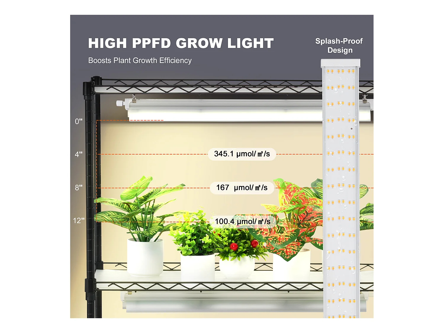 Étagère Plante Porte Plantes Support SucceBuy Support pour Plantes avec Lampes de Culture 6 Niveaux 150 W 180.1cm de Hauteur