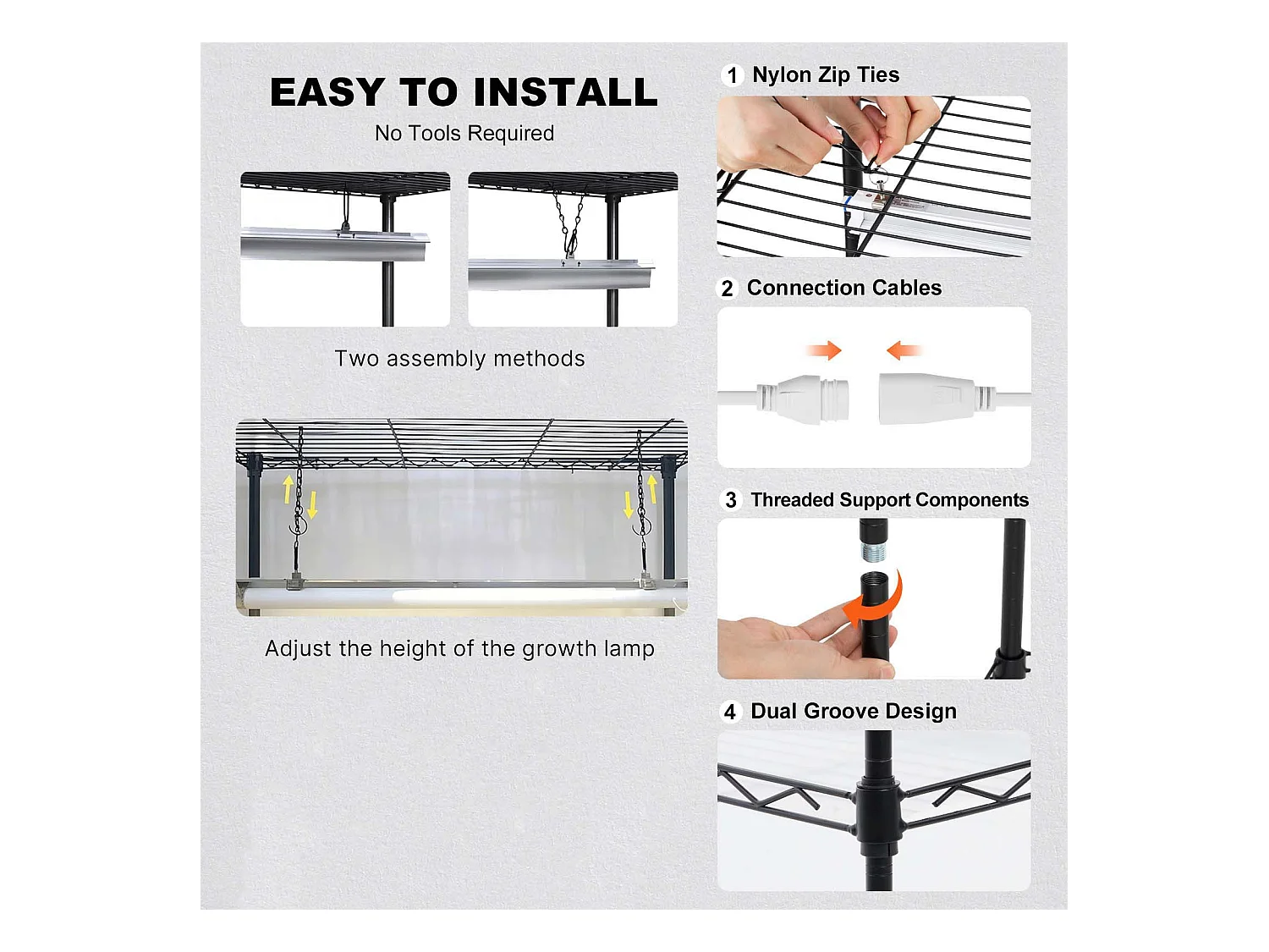 Étagère Plante Porte Plantes Support SucceBuy Support pour Plantes avec Lampes de Culture 6 Niveaux 150 W 180.1cm de Hauteur