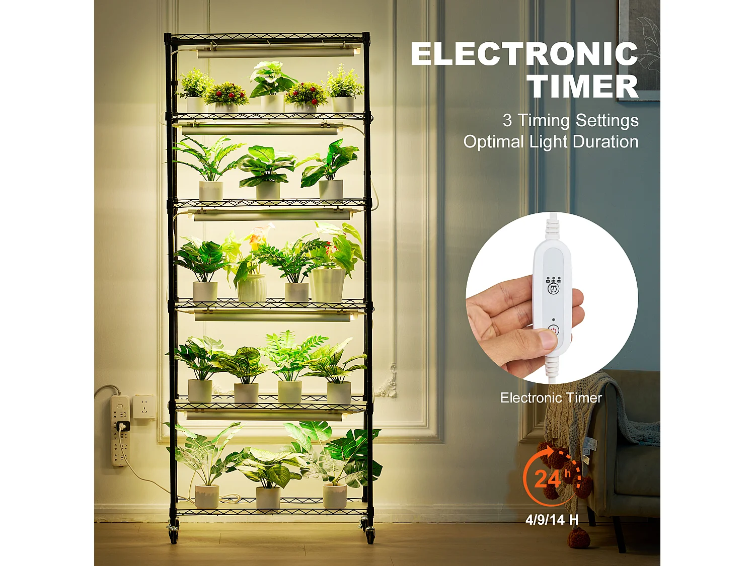 Étagère Plante Porte Plantes Support SucceBuy Support pour Plantes avec Lampes de Culture 6 Niveaux 150 W 180.1cm de Hauteur