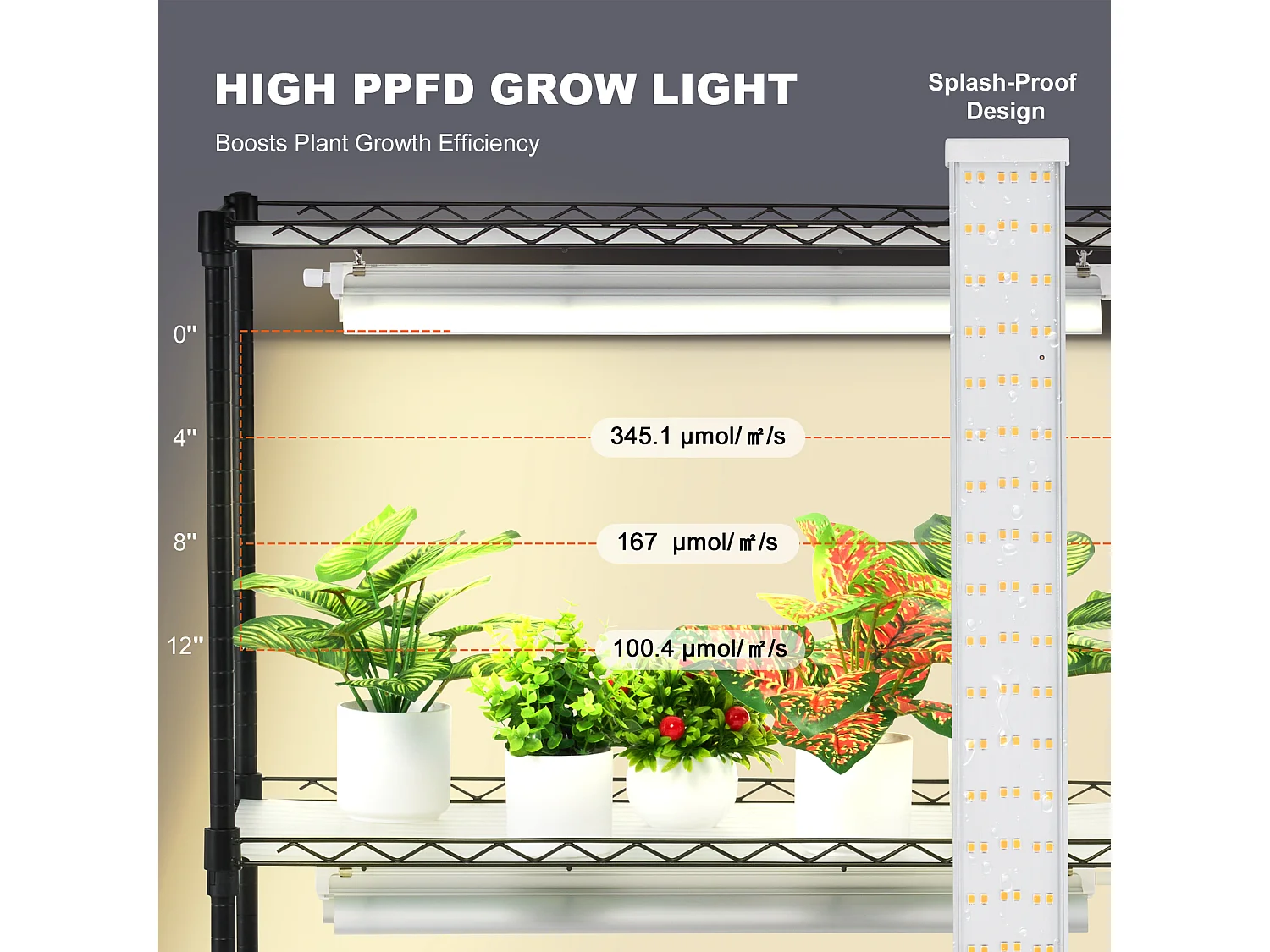 Étagère Plante Porte Plantes Support SucceBuy Support pour Plantes avec Lampes de Culture 6 Niveaux 150 W 180.1cm de Hauteur