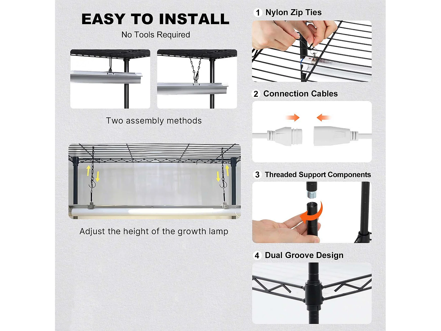 Étagère Plante Porte Plantes Support SucceBuy Support pour Plantes avec Lampes de Culture 6 Niveaux 150 W 180.1cm de Hauteur