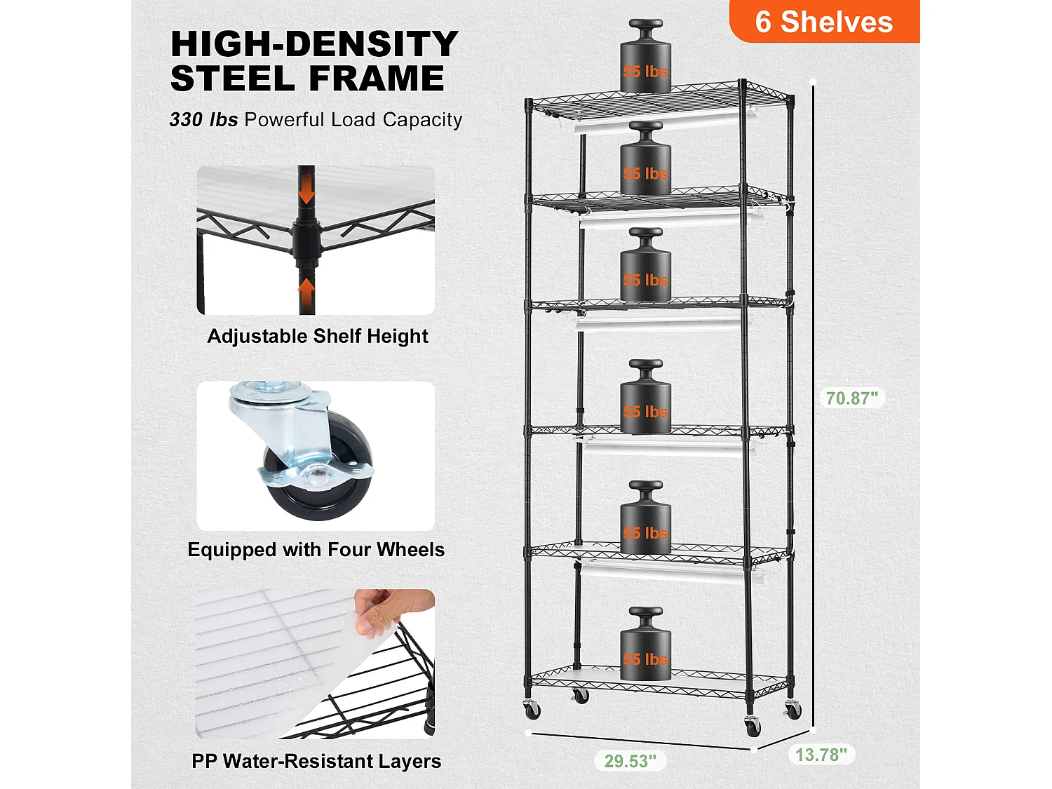 Étagère Plante Porte Plantes Support SucceBuy Support pour Plantes avec Lampes de Culture 6 Niveaux 150 W 180.1cm de Hauteur