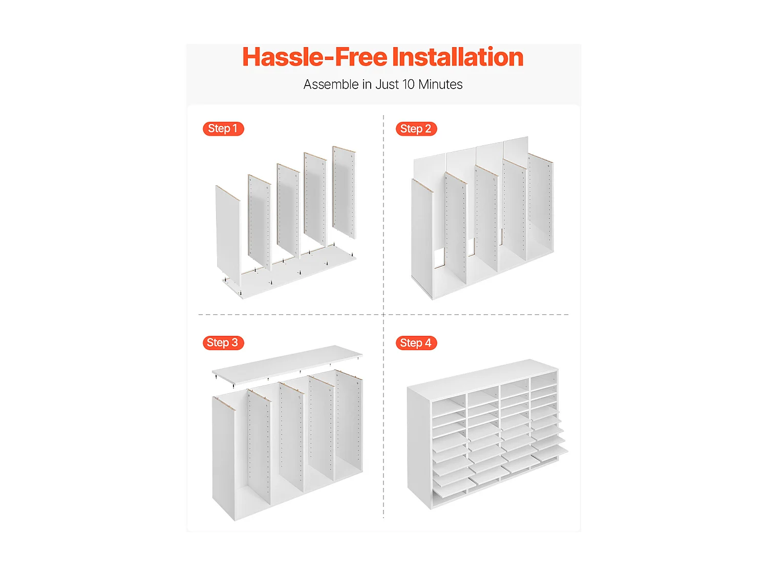 Organiseur de Bureau, SucceBuy - Organiseur de Livres en Bois à 36 Compartiments avec Étagères Réglables - Blanc