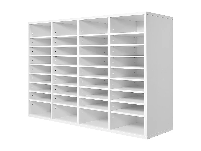 Organiseur de Bureau, SucceBuy - Organiseur de Livres en Bois à 36 Compartiments avec Étagères Réglables - Blanc