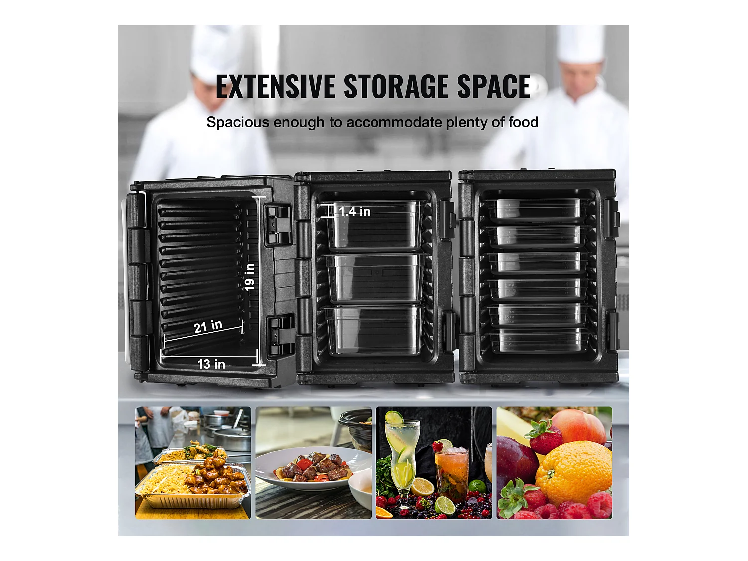 Porte-Plateau Isolé SucceBuy, 82 Qt, Chargement Frontal, Empilable, Boîte de Restauration, Noir