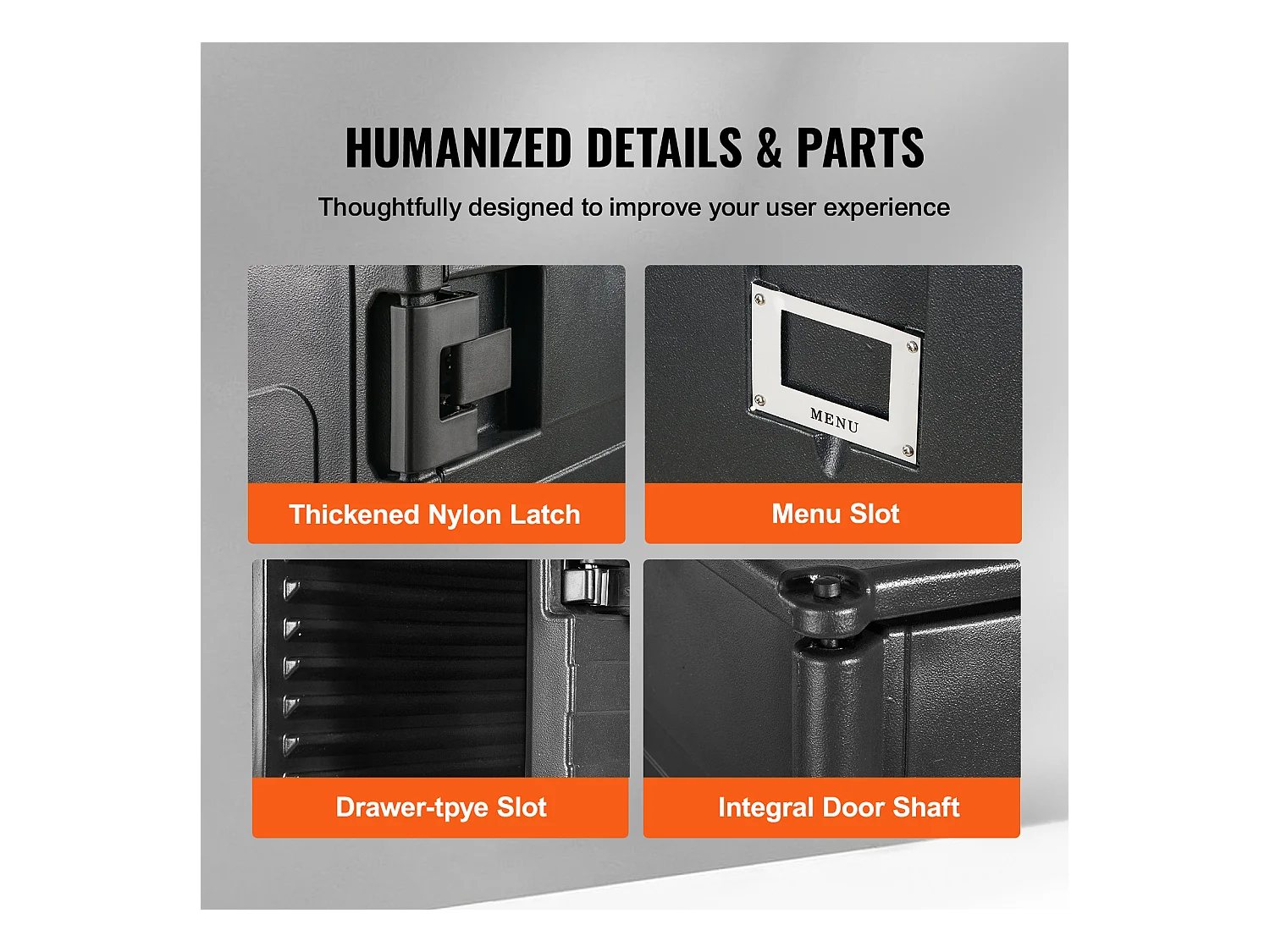 Porte-Plateau Isolé SucceBuy, 82 Qt, Chargement Frontal, Empilable, Boîte de Restauration, Noir