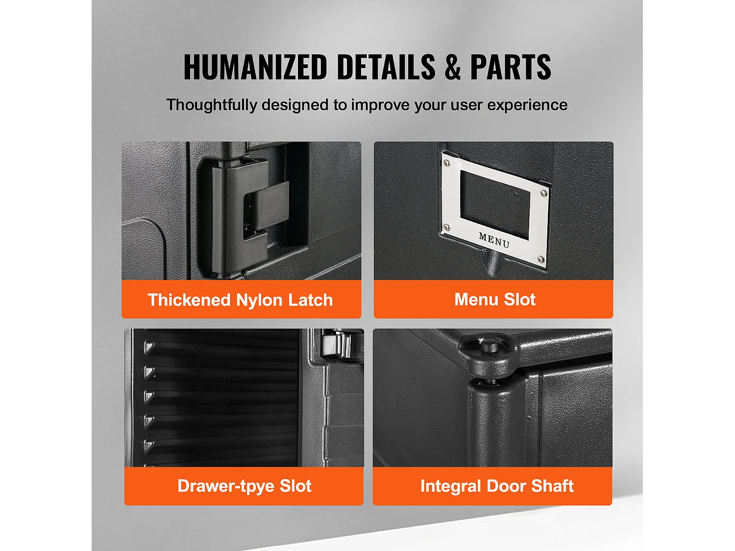 Geïsoleerde Plateauhouder SucceBuy, 82 Qt, Frontlading, Stapelbaar, Cateringdoos, Zwart