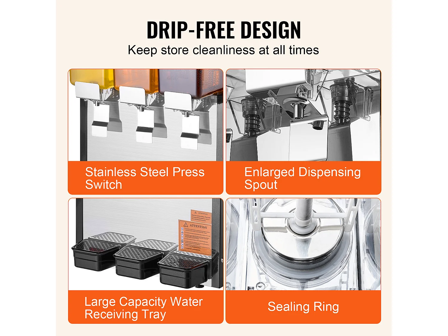Distributeur de Boissons Commerciales SucceBuy 10 L x 3 Réservoirs Distributeur de Boissons Glacées et de Jus Froids
