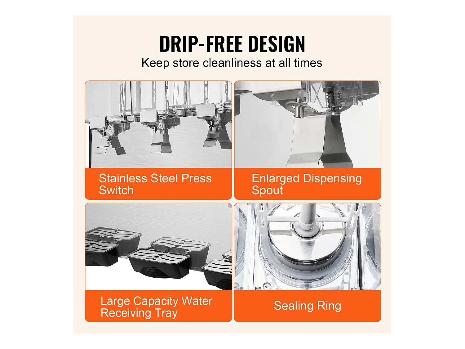 Distributeur de Boissons Commerciales SucceBuy 18L x 3 Réservoirs Distributeur de Boissons Glacées et de Jus Froids