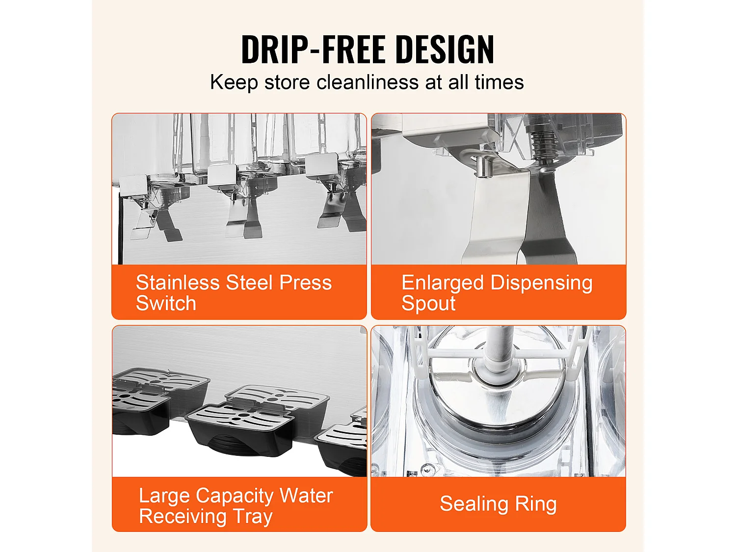 Distributeur de Boissons Commerciales SucceBuy 18L x 3 Réservoirs Distributeur de Boissons Glacées et de Jus Froids